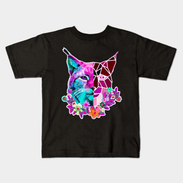Lynx cat summer colors Kids T-Shirt by UMF - Fwo Faces Frog